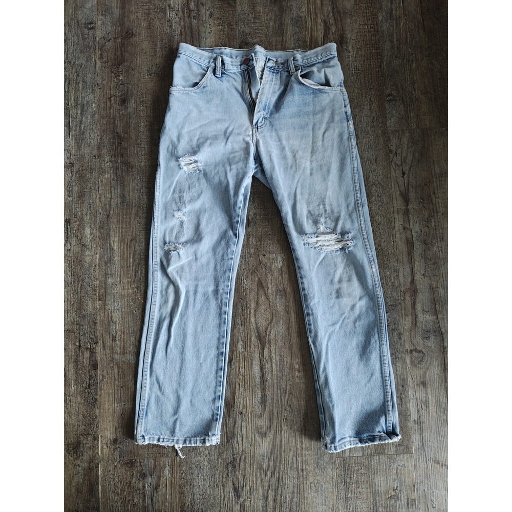 Vintage Rustler Jeans Men's Distressed Straight Leg Light Wash W30 L28